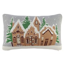 Подушка вязаная с новогодним рисунком Christmas Village из коллекции New Year Essential, 40x60 см - Tkano