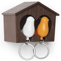 Держатель для ключей Duo Sparrow, коричневый/белый/оранжевый - Qualy