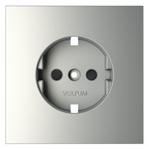 Накладка для розетки с заземлением и защитными шторками, S70 сталь - Voltum