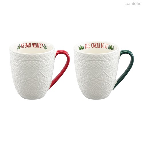 Набор из двух кружек Winter embroidery из коллекции New Year Essential, 410 мл - Tkano