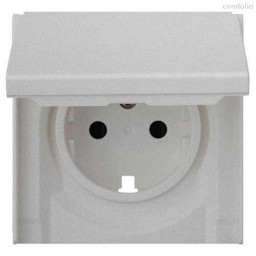 Лицевая панель для розетки 2к+з с крышкой 35634 SV, серебро - Rikett