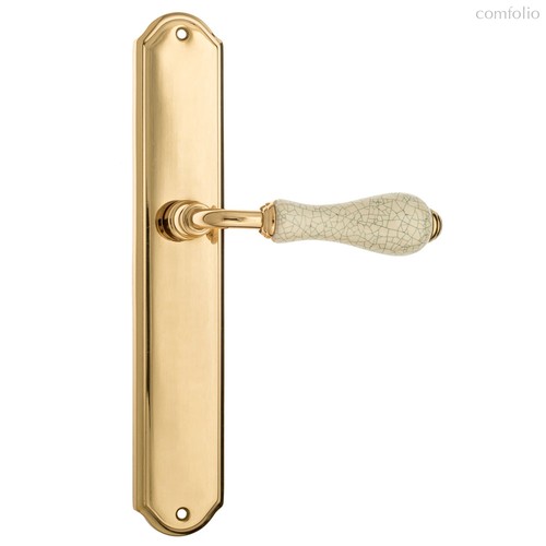 Дверная ручка Venezia Colosseo белая керамика паутинка на планке PL02 полированная латунь - Venezia Collezione