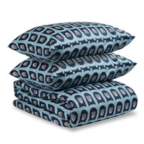 Комплект постельного белья полутораспальный из сатина голубого цвета с принтом Blossom time из коллекции Cuts&Pieces - Tkano