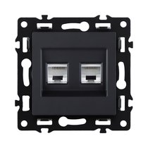 Розетка двойная Ethernet RJ45 Cat.6, черный Kollinger Asthetik AS-018BK - Kollinger