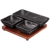 Менажница На Деревянной Подставке Коллекция Золотой Мраморцвет: Black 21x20 см