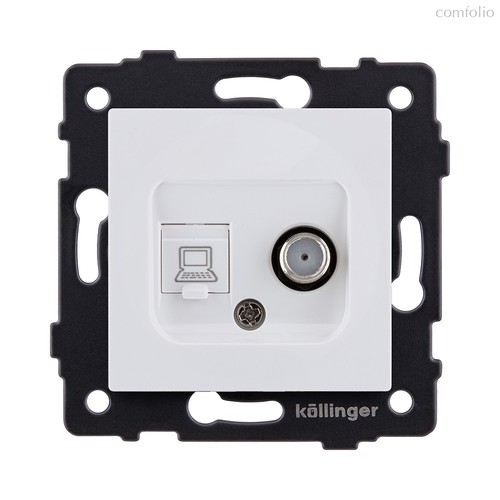Розетка двойная спутниковая SAT + RJ45 Cat.6, белый матовый Kollinger REA-014WM для Aspekt, Eleganz, Reflex - Kollinger