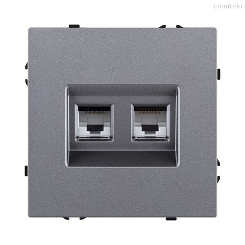 Розетка двойная Ethernet RJ45 Cat.6, серый Kollinger Eclipse EC-018GY - Kollinger