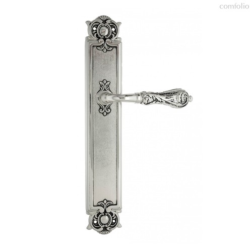 Дверная ручка Venezia Monte Cristo на планке PL97 натуральное серебро + черный - Venezia Collezione