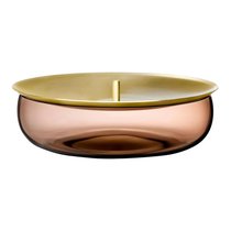 Банка для хранения с крышкой Nude Glass Берет d21,4хh6,5 см, стекло хрустальное, карамельная - Nude Glass