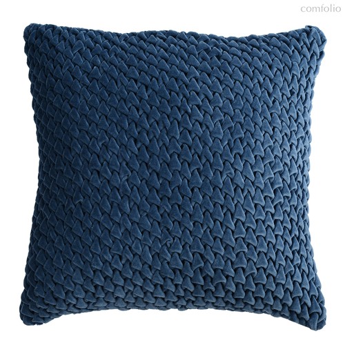 Подушка декоративная стеганая из хлопкового бархата темно-синего цвета из коллекции Essential, 45х45 - Tkano