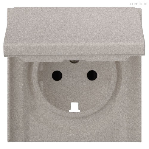 Лицевая панель для розетки 2к+з с крышкой 35634 PL, платина - Rikett