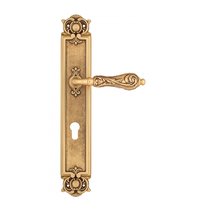 Дверная ручка Venezia Monte Cristo CYL на планке PL97 французское золото + коричневый - Venezia Collezione