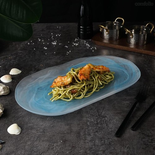 Блюдо овальное 36*20*3 см Blue Sunset матовое стекло P.L. Proff Cuisine - P.L. Proff Cuisine