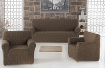 Набор чехлов для дивана "KARNA" MILANO 3+1+1, цвет коричневый - Bilge Tekstil