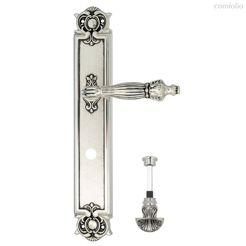 Дверная ручка Venezia Olimpo WC-4 на планке PL97 натуральное серебро + черный - Venezia Collezione