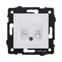 Розетка двойная Ethernet RJ45 Cat.6, белый матовый Kollinger REA-019WM для Aspekt, Eleganz, Reflex - Kollinger