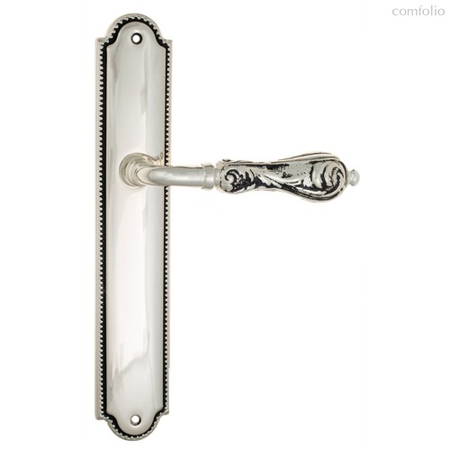 Дверная ручка Venezia Monte Cristo на планке PL98 натуральное серебро + черный - Venezia Collezione