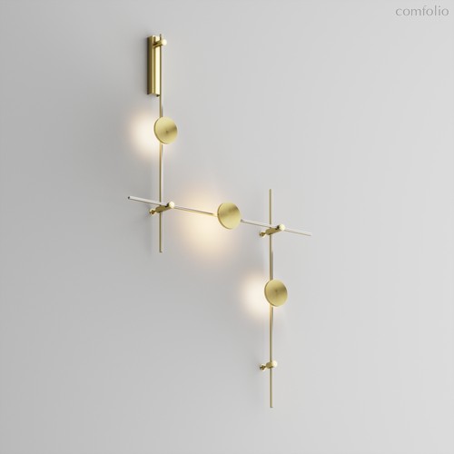 Готовая конструкция настенная прямая 1м х 1м х 1м со светильниками Plato 3 шт. и блоком питания, латунь - Maytoni