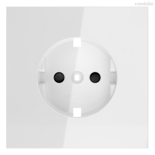 Накладка для розетки с заземлением и защитными шторками, S70 белый глянцевый - Voltum