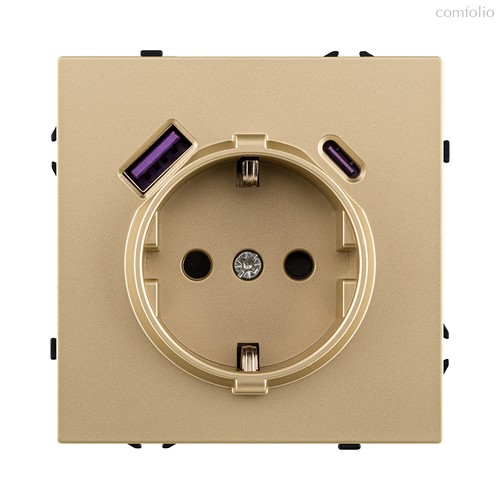 Розетка штепсельная SCHUKO 16A/250 В с USB A+C 20W, золотой Kollinger Eclipse EC-016GD - Kollinger