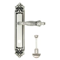 Дверная ручка Venezia Olimpo WC-2 на планке PL96 натуральное серебро + черный