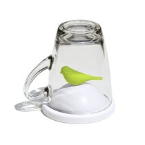 Чашка с крышкой Sparrow, белая с зеленым - Qualy