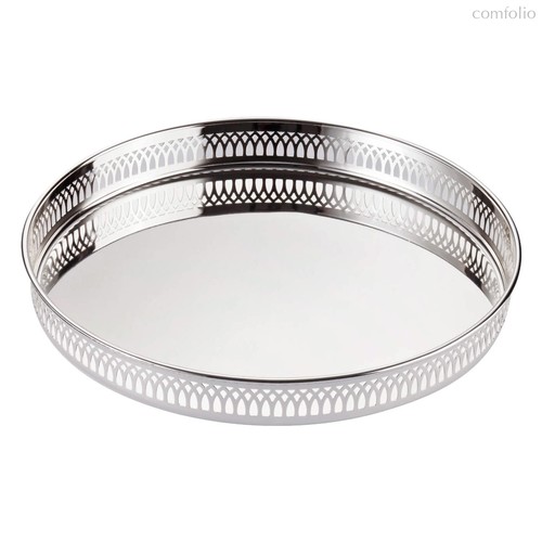 Поднос сервировочный круглый Edzard Делфи d30хh3,5 см, посеребрение - Edzard