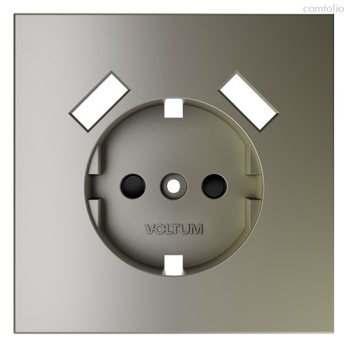 Накладка для розетки с заземлением и защитными шторками, с USB A+A, S70 шелк - Voltum