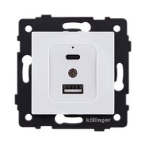 Розетка USB A+C 20W, белый Kollinger REA-037WH для Aspekt, Eleganz, Reflex - Kollinger