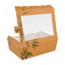 Контейнер картонный для салата с окном, 1 л, 12*17*5,5 см, 25 шт/уп, Garcia de Pou - Garcia De Pou