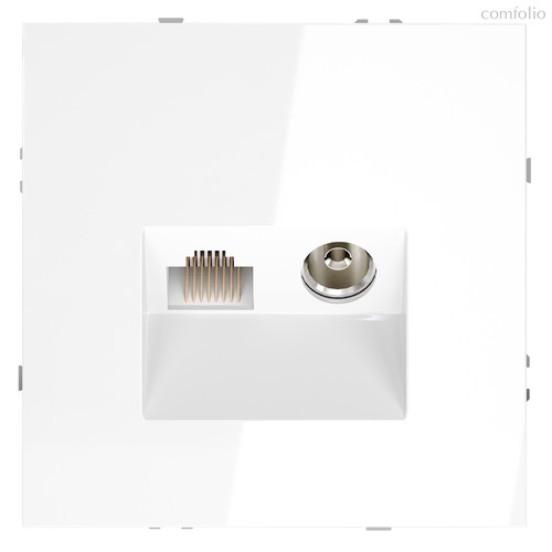 Розетка телевизионная встраиваемая VOLTUM S70 TV+RJ45 кат. 6, белый глянцевый - Voltum