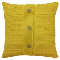 Вязаный чехол для подушки "Листопад", 45х45 см,02-V073/1, цвет горчичный, 45x45 - Altali