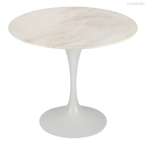 Стол обеденный Decor de table Vetro 90х90х75 см, мрамор Royal Cliff White, белая ножка - Decor De Table