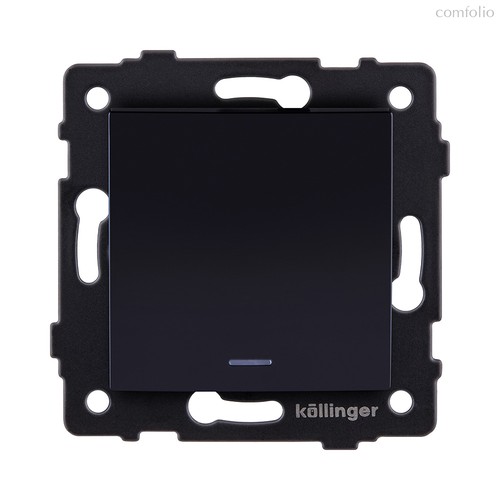 Выключатель 1-клавишный проходной 10А/250В с LED подсветкой, изогнутый, черный Kollinger REA-R-004BK для Aspekt, Eleganz, Reflex - Kollinger