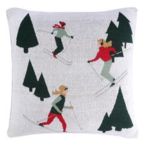 Подушка вязаная с новогодним рисунком Let's Ski из коллекции New Year Essential, 45x45 см - Tkano