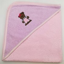 Уголок дет. махровый с вышивкой Медвежонок (светло-розовый), 70x70 - Valtery