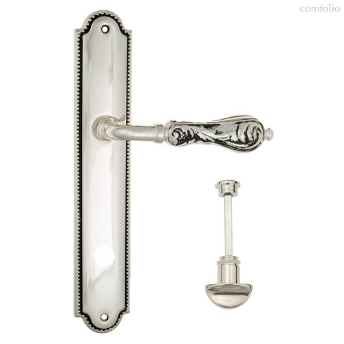 Дверная ручка Venezia Monte Cristo WC-2 на планке PL98 натуральное серебро + черный - Venezia Collezione