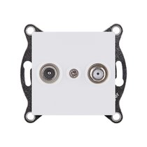 Розетка двойная TV (мама) + спутниковая SAT, белый матовый Kollinger REA-035WM для Aspekt, Eleganz, Reflex - Kollinger