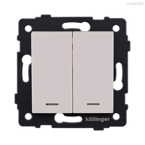 Выключатель 2-клавишный 10А/250В с LED подсветкой, кашемир матовый Kollinger REA-S-008CM для Aspekt, Eleganz, Reflex - Kollinger