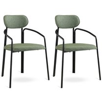 Набор из 2 стульев Ror, Round, рогожка, черный/зеленый - Latitude