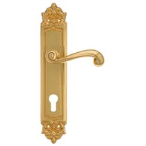 Дверная ручка Venezia Carnevale CYL на планке PL96 полированная латунь - Venezia Collezione