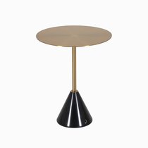 Кофейный столик Solo Marble диаметр 40, цвет золотой/черный - Cosmo