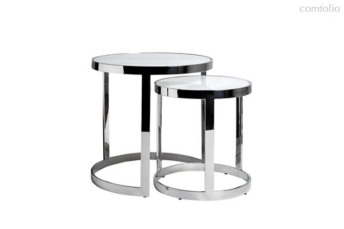 Столы журн (наб из 2шт) стекло мрам/хром d60x60/d46x50 - Garda Decor