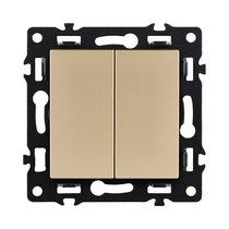 Выключатель кнопочный 2-клавишный 10А/250В, золотой Kollinger Asthetik AS-025GD - Kollinger