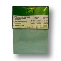 Простыня на резинке ПР-СО-Р-180(180)-МЕН Ментол Сатин однотонный 180х200х25 - АльВиТек