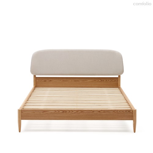 Octavia Кровать из ясеневой фанеры с белым мягким изголовьем 160 x 200 см - La Forma