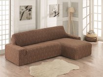 Чехол на диван угловой правосторонний KARNA "MILANO", цвет коричневый - Bilge Tekstil