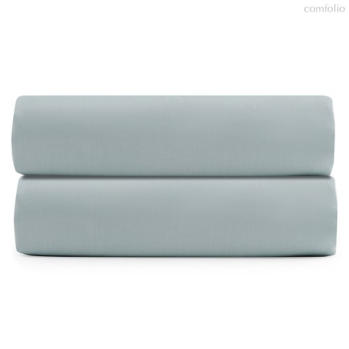 Простыня на резинке из сатина голубого цвета из коллекции Essential, 160х200 см - Tkano