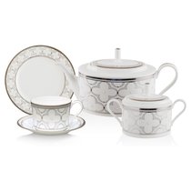 Сервиз чайный Noritake Трефолио, платиновый кант на 6 персон 20 предметов, фарфор - Noritake