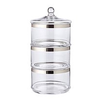 Банка для конфет с крышкой трехъярусная Edzard Виго d19хh40 см, выдувное хрустальное стекло